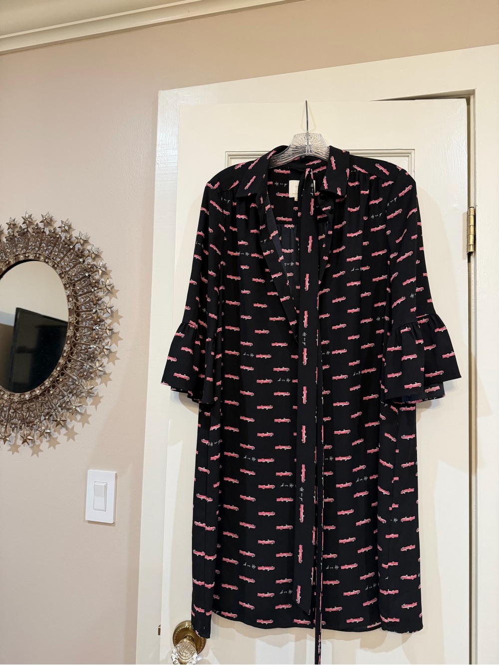 kate spade Black Midi Dress with Pink Print